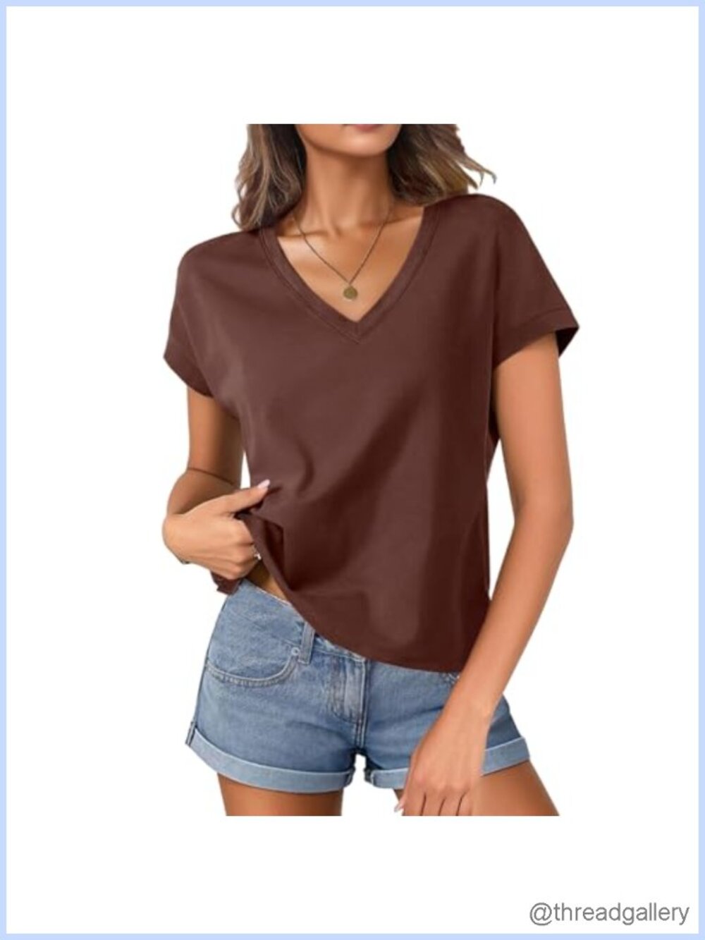 Women's Cotton V-Neck Boxy Crop Tee, Loose Fit, Cap Sleeve, Summer